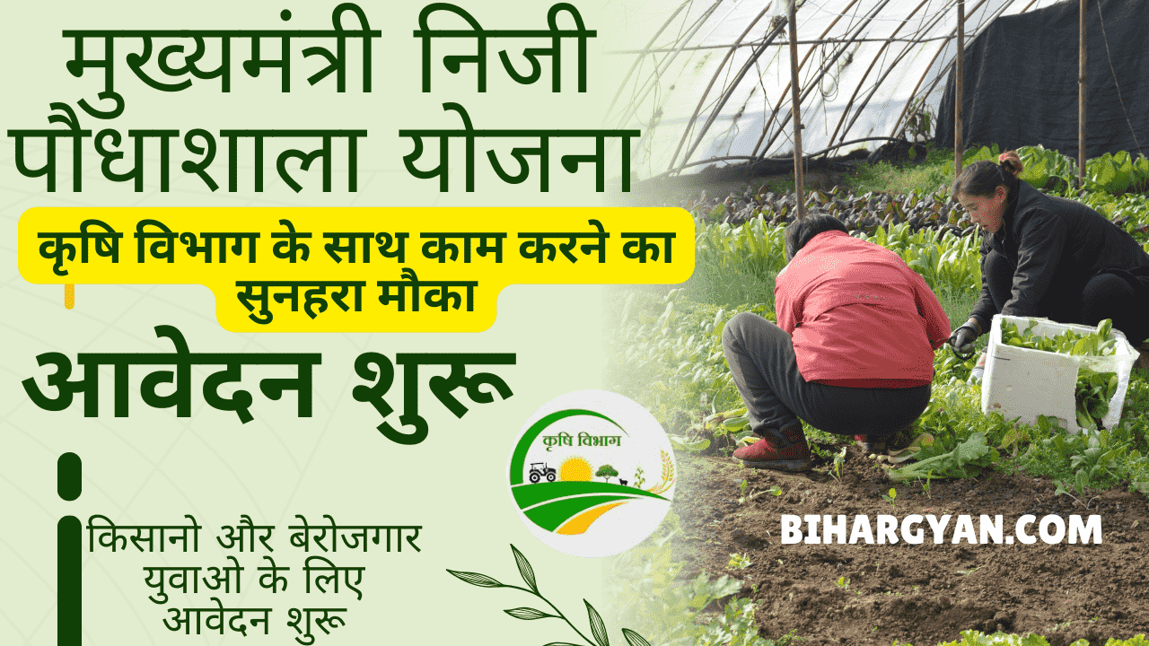 Mukhymantri Niji Paudhasala Yojana 2024 : बिहार कृषि विभाग के साथ काम करने का सुनहरा मौका ऑनलाइन शुरू
