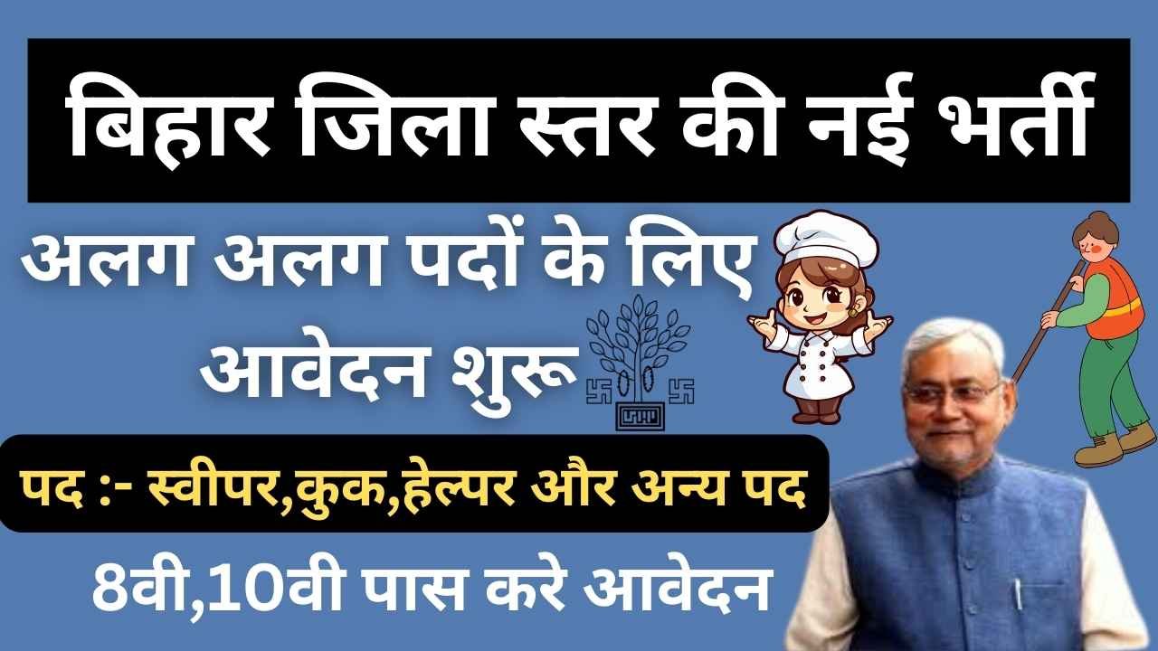 Bihar District level vacancy 2025 : बिहार जिले का स्तर पर 8वी,10वी पास के लिए नई भर्ती आवेदन शुरू