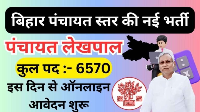 Bihar Panchayat Lekhpal Vacancy 2025 : बिहार पंचायत लेखपाल 6570 पदों पर भर्ती इस दिन से शुरू ,नोटिस जारी