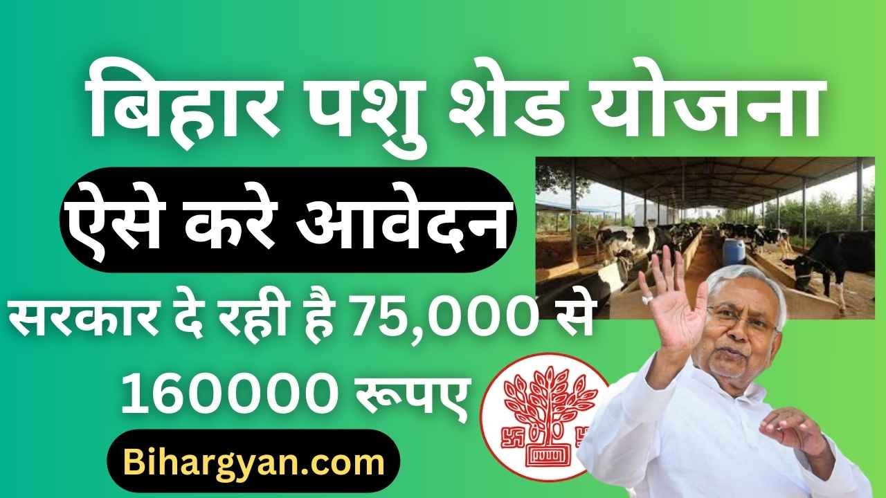 Bihar Pashu Shed Yojana 2025 : बिहार पशु शेड योजना 75,000 से 1,60,000 रूपए तक अनुदान ,ऐसे करे आवेदन