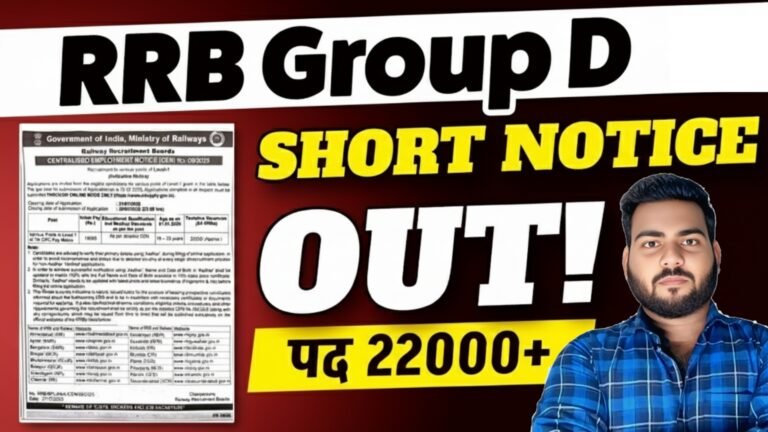 RRB Group D Recruitment 2026 Notification Out: 22000 Posts Apply Online, Full Details Here