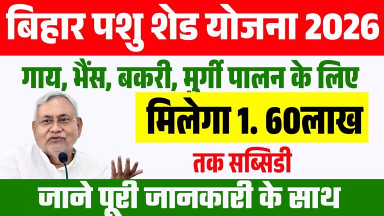 Bihar Pashu Shed Yojana 2026 : MGNREGA पशु शेड योजना से पाएं ₹75,000 से ₹1,60,000 तक सब्सिडी, जानें आवेदन प्रक्रिया
