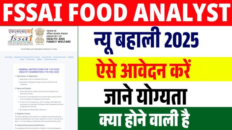 FSSAI Food Analyst Vacancy 2026: Apply Online, Eligibility, Exam Date & Full Details