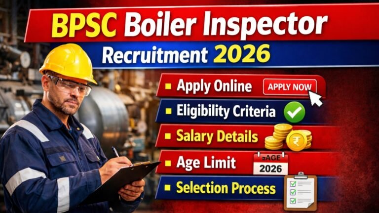 BPSC Boiler Inspector Vacancy 2026 Apply Online, Eligibility, Salary & Last Date