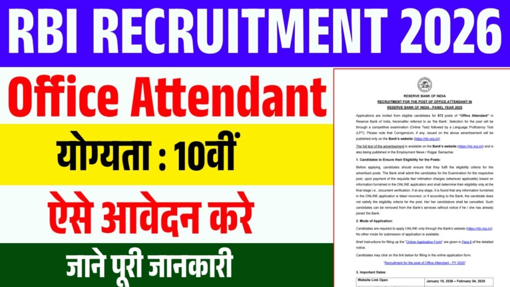RBI Office Attendant Recruitment 2026