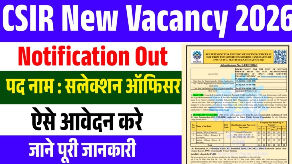 CSIR CLRI Section Officer Recruitment 2026 Notification Out | Apply Online, Eligibility, Selection Process & Salary 2 CSIR CLRI Section Officer Recruitment 2026