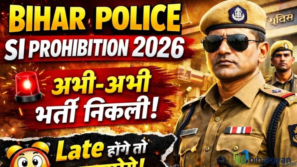 Bihar Police SI Prohibition Vacancy 2026 : Bihar Police Prohibition SI 2026 अभी-अभी भर्ती निकली! Late होंगे तो पछतायेंगे! 2 Bihar Police SI Prohibition Vacancy 2026