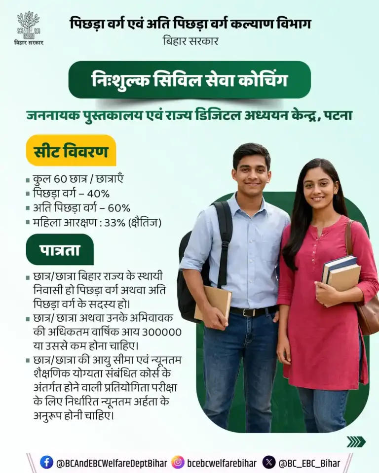 Bihar Free Civil Services Coaching 2026