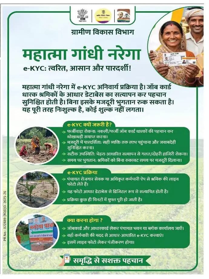 NREGA Job Card e-KYC 2026 : नरेगा जॉब कार्ड Ekyc होना शुरु ऐसे करे ekyc जल्दी 3 NREGA Job Card e-KYC 2026