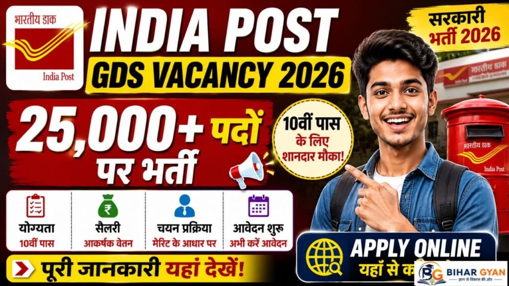 India Post GDS Vacancy 2026: 10वीं पास के लिए 25,000+ पदों पर भर्ती, Apply Online 2 India Post GDS Vacancy 2026