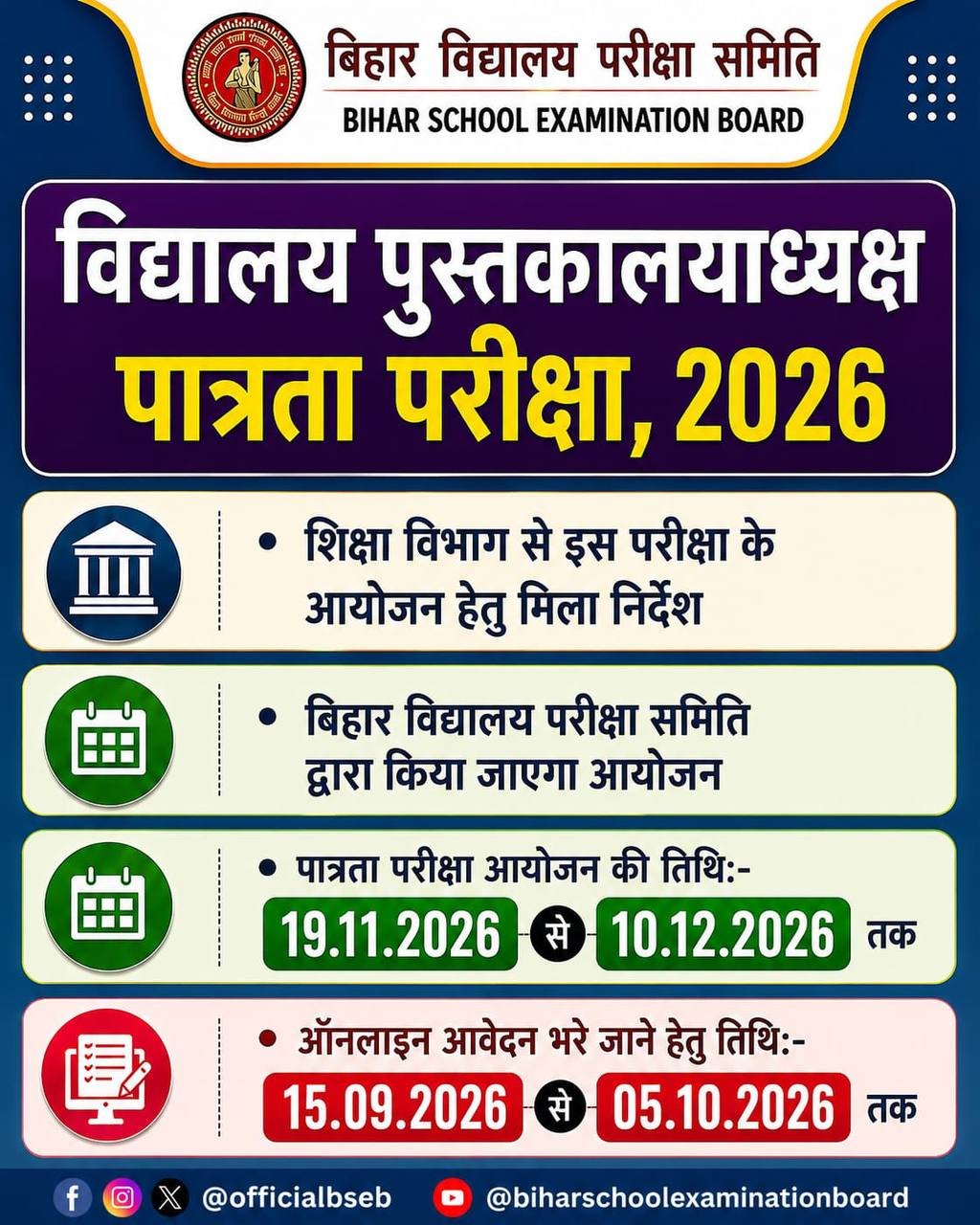 Bihar Librarian Eligibility Exam 2026
