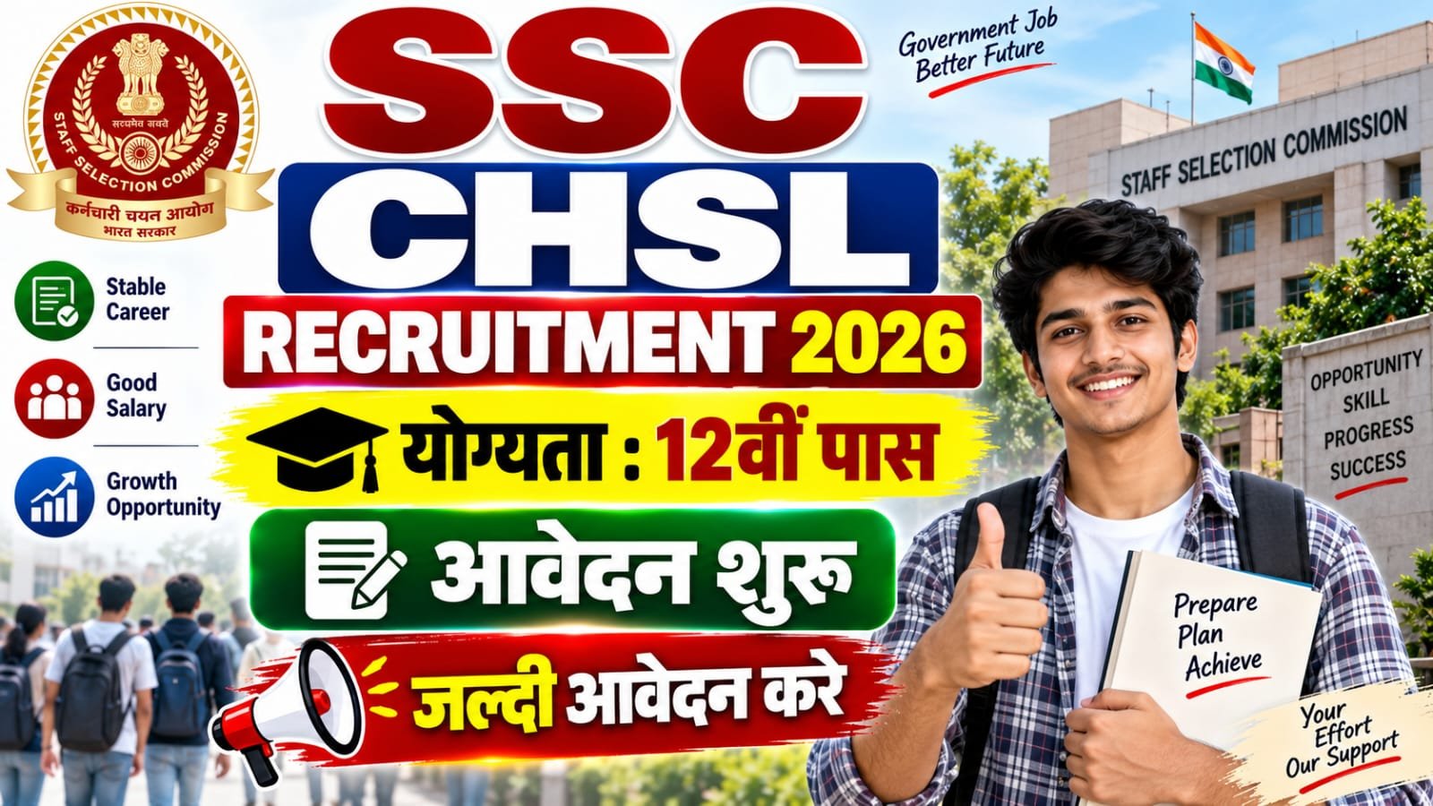 SSC CHSL Recruitment 2026: 2536 Posts for 12th Pass, Apply Online, Eligibility & Last Date