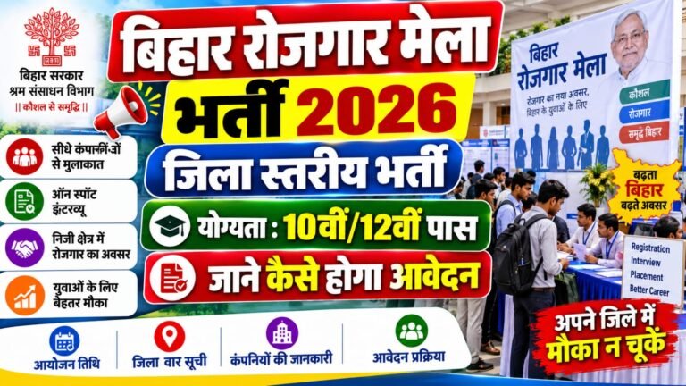 Bihar Rojgar Mela 2026 : बिहार के 7 जिलों में लगेगा रोजगार मेला, हजारों युवाओं को नौकरी का मौका! यहां देखें पूरी डिटेल