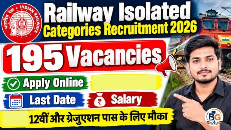 Railway Isolated Categories Recruitment 2026: 195 Vacancies, Apply Online, Eligibility & Last Date