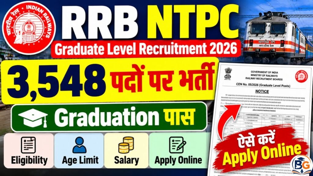 Railway RRB NTPC Graduate Level Recruitment 2026: 3,548 पदों पर भर्ती शुरू, Graduation पास ऐसे करें Apply Online 2 RRB NTPC Graduate Level Recruitment 2026