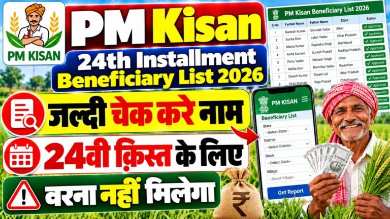 PM Kisan 24th Installment Beneficiary List 2026 : ₹2000 मिलेगा या नहीं, ऐसे चेक करें अपना नाम